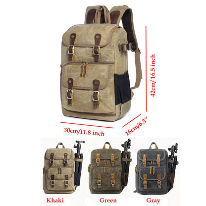 Camera Canvas Backpack Large Capacity Front Open Waterproof