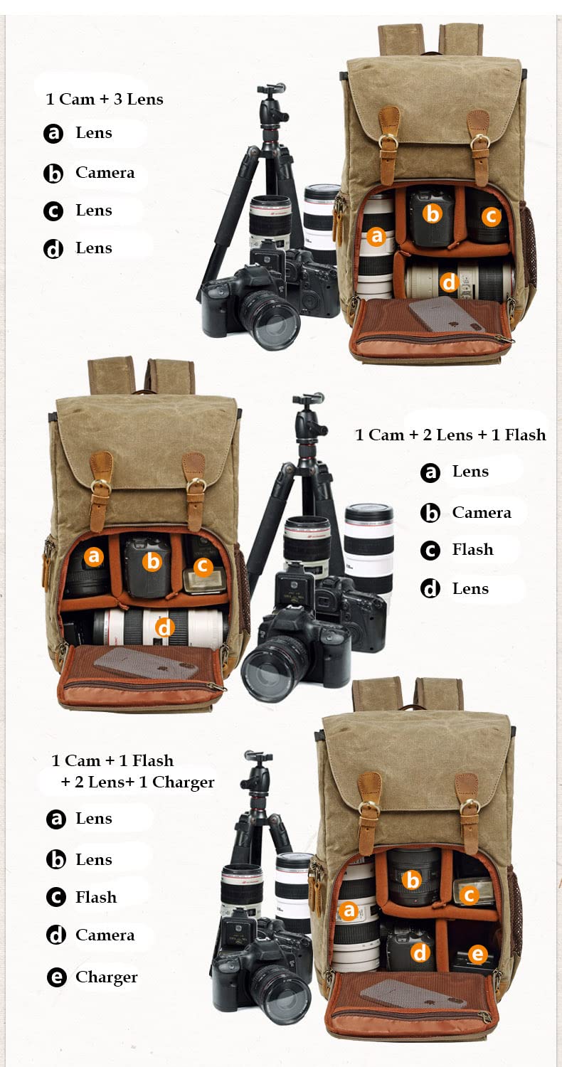 Camera Backpack Large Capacity Front Open Waterproof