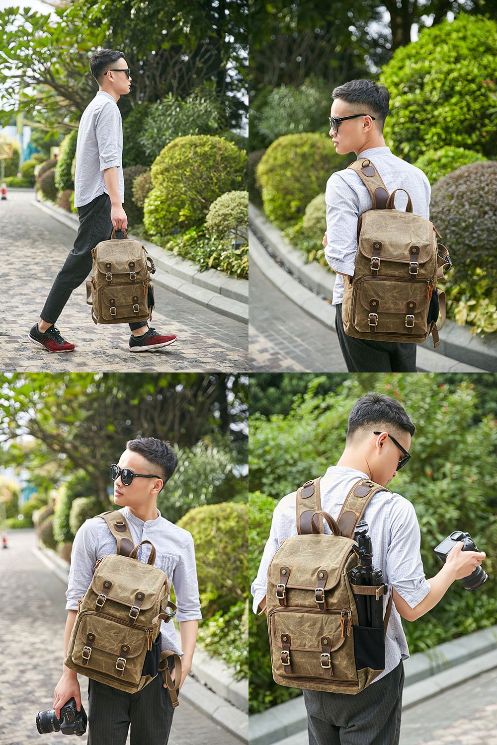 Camera Canvas Backpack Large Capacity Front Open Waterproof